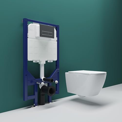 SKY Bathroom Rimless Wall Hung Toilet & 1.14M Concealed Cistern Frame Set