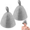 ZJIVQO Saunahut aus dicker Wolle, für Damen und Herren, atmungsaktiver Kopfschutz, ideal für Sauna, heiße Quellen, Badezimmer, Grau, 2 Stück, grau