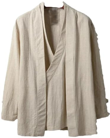 IEOWY Cárdigan Hanfu de Lino de Estilo Chino para Hombre, Camisetas de té y Kung fu, Kimono japonés, Chaquetas, Abrigos, Batas, Ropa Oriental
