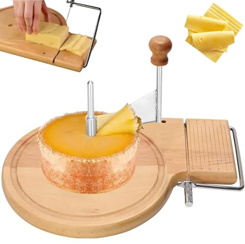 Mångsidig Träosthjulsskärare, Ostskivare Med Justerbar Tjocklek, Roterande Träbasrakhjul För Hård Och Mjuk Ost, För Girolle, Tete de Moine, Chokladrakning with lid