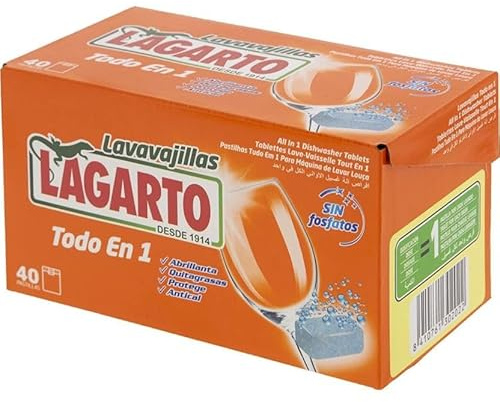 Lavavajillas en Pastillas Todo en 1, Sin Fosfatos, 40 Unidades, Líquido