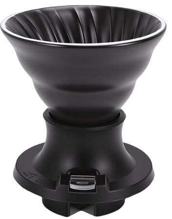 AUNMAS Pour Over Coffee Dripper, Ceramic Silicone Reusable Paperless Immersion Cone with Built in Switch Valve for Home Office Travel (Black)