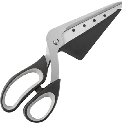 Forbici professionali per pizza integrate in spatola da portata con manico in PP resistente per tagliare velocemente e precisamente la pizza in acciaio