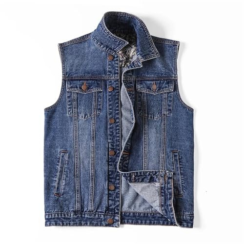 TRRYUIP Gilet en Jean pour Homme Gilet en Jean sans Manches for Homme, Grande Taille 5XL, 6XL, 7XL, Coton, Multi-Poches, for l'extérieur