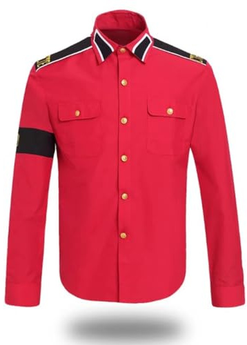 Shuanghao Hommes Cosplay Chemise Suitable for Fans of M J CTE Style Vêtements Costume pour MJ Fans Blanc Noir Rouge Couleurs Chemises Casual Homme Chemise Professionnel
