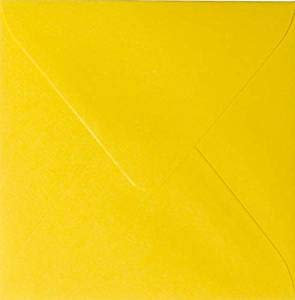 25 / Quadratische/Briefumschläge/feuchtklebend/Farbe/Intensiv Gelb / 13 x 13 cm 130 x 130 mm/Umschläge