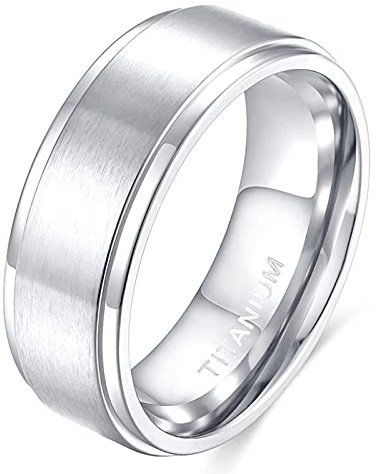 Zakk Bague de fiançailles en titane pour homme et femme - En argent brossé - 4 mm, 6 mm, 8 mm (8mm,52 (16.6))