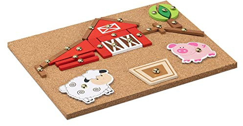 Navaris Hammerspiel mit Bauernhof-Motiven und Korkplatte - 174 Teile - Hammer und Nagel Spiel - Hämmerchenspiel - Nagelspiel mit Holzfiguren für Jungs und Mädchen