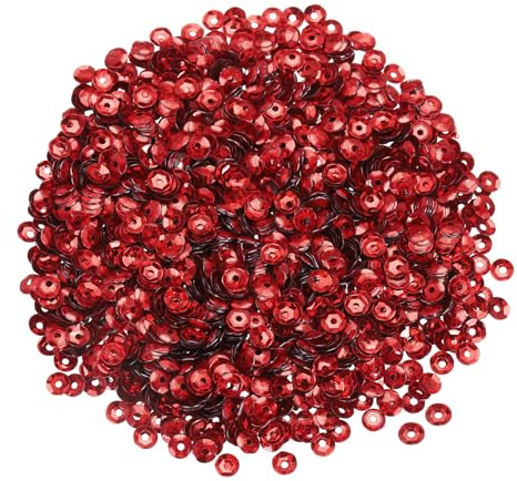 QUARKZMAN Paillettes Sfuse 4mm Paillettes Laser 3000pz Paillettes a Coppa Paillettes per Ricamo Creazione Gioielli Artigianato Cucito, Rosse