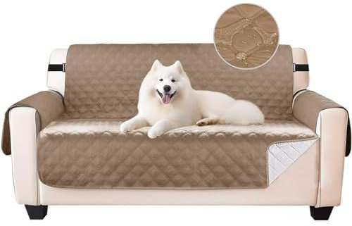 wiipara Sofabezug 4 Sitzer, 100% Wasserdicht Schonbezug Sofa Überzug, Couchbezug mit Armlehnen, Sofaschoner rutschfest Optimierter Sofaschutz Sofaüberwurf, Khaki(L Form Ecksofa Erfordert Zwei)