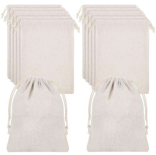 Fyguard 24 bolsas de tela, 13 x 18 cm, bolsas de tela pequeñas con cordón, bolsas de lino, calendario de Adviento, bolsas para rellenar, bolsas de regalo para manualidades, cumpleaños, manualidades y