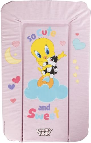 Tataway Warner Bros Looney Tunes piano cambio, materassino, morbido fasciatoio da tavolo per bambini e bambine con grafiche Titti e Silvestro, misure 73x48,5x3 cm