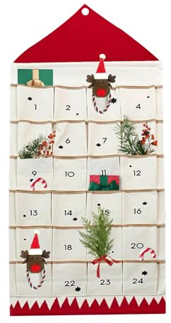 Décorations de Noël, calendrier de l'avent de tissu 24 poches Calendrier de l'avent de Noël 2023 DIY VIDE AVENT Calendrier pour vous remplir Organisateur de rangement suspendu