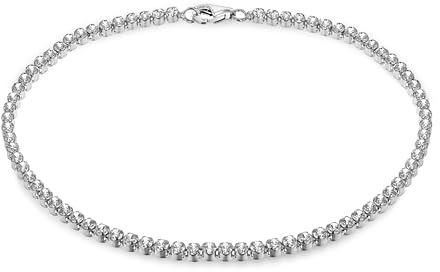 Amazon Essentials Sterling Silver Rhodium Plated Round CZ Tennis Bracelet 19cm/7.5