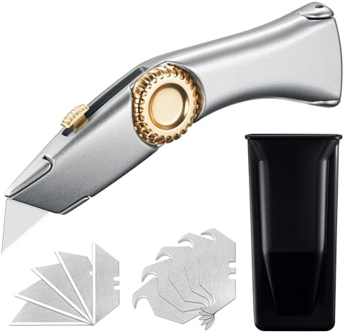 PANORIC Retractable Utility Roofing Knife with Holster - Includes Multiple Blades for Roofing, Drywall, Carpet, and Insulation - Heavy Duty, Safe and Easy to Use - Ideal Roofing Tools and Accessories