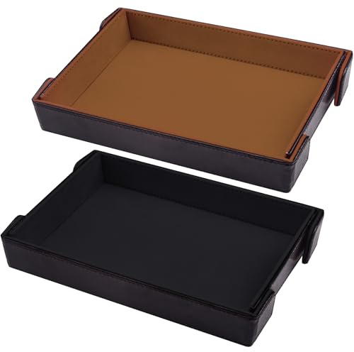 SIQUK 2 Pezzi Rettangolo Tavola per Dadi Vassoio per Dadi Magnetico PU e Velluto Tavola Dadi Pieghevole Dice Tray per DND RPG (Cammello, Nero)