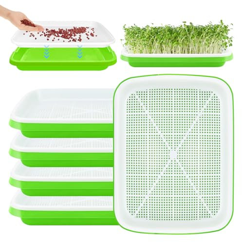 YODITI Lot de 5 plateaux à germes pour germes - Kit de culture - Pour la culture en intérieur des haricots mungo, herbe de blé - Alfalfa