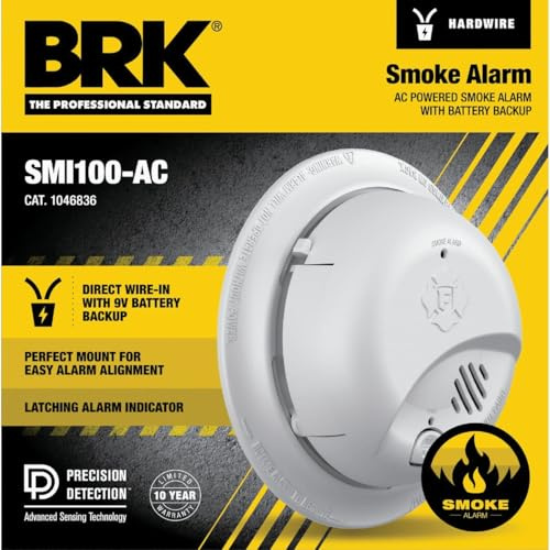 SMI100-AC Hardwire Interconnect Smoke Alarm with Battery Backup,