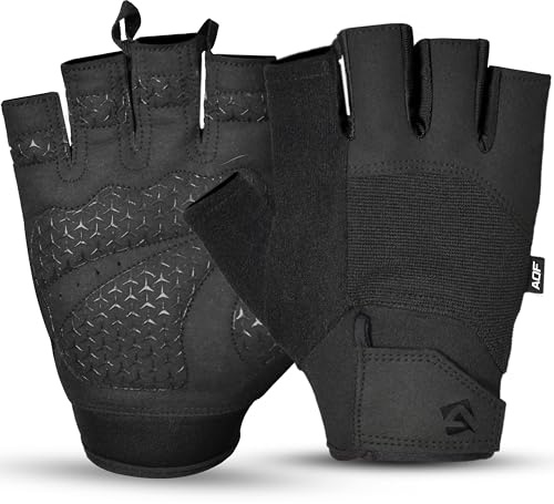 AQF Guantes Gimnasio Hombre Mujer– Ligeros Guantes Fitness- Transpirables y Antideslizantes Guantillas Gym- Gym Gloves para Musculació, Entrenamiento Calistenia y Ciclismo (Negra, L)
