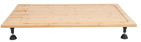 QUIOTUIR Cache Plaque de Cuisson Bambou 75x54cm Protege Plaque Induction avec 4 Pieds Amovibles Couvre Plaque Multi-Usage Planche à Découper Protection Vitrocéramique Cuisine Maison