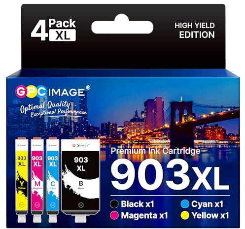 GPC IMAGE 903XL Druckerpatronen Kompatibel für HP 903 XL Multipack 903 Patronen für HP Officejet 6950 Druckerpatronen Officejet Pro 6970 Patronen 6960 All-In-One-Drucker (4er-Pack)