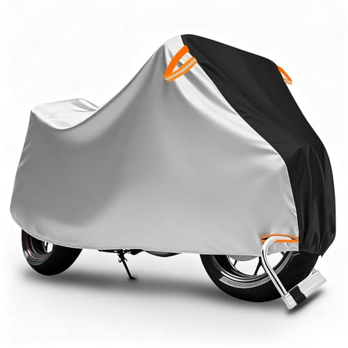 D-Lumina Funda Moto Impermeable, Poliéster 210D Antirrobo Universal, para La Mayoría de Motocicletas,Scooter,Vespa,Etc. (245x105x125cm) XL