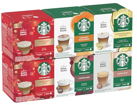 STARBUCKS Paquete Variado de White Coffee de Temporada de Nescafé Dolce Gusto, Cápsulas de Café 6 x 12 (72 Cápsulas) - Exclusivo de Amazon