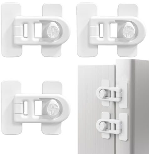 JEYORZY 3 pezzi di Sicurezza per Bambini - Blocca Cassetti Per Bambini, Blocca Porte, Cassetti, Armadi, Frigo e Finestre - Senza Foratura Blocco di Sicurezza, Compatibile con Mobili, Cucina - Bianco