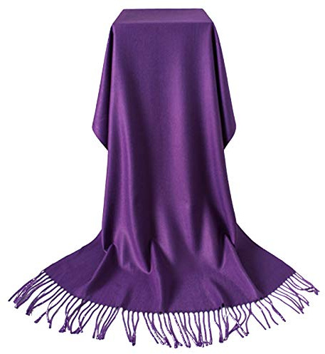 Elonglin Femme Écharpe Châle Cachemire Chaud Couleur Unie Longue Foulard Frangé Violet