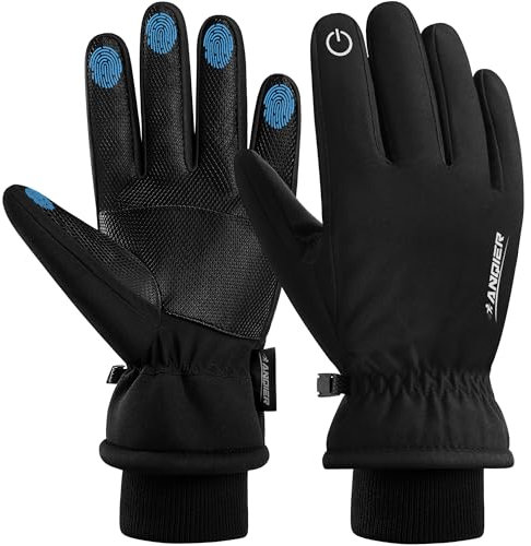 anqier Winter Handschuhe Herren Damen Wasserdicht Unisex Skihandschuhe Winddicht Fleecehandschuhe Wärm Thermohandschuhe mit 5-Finger-Touchscreen für Reiten Laufen Skifahren S-XL