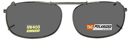 Rectangle Polarized Clip-on Sunglasses (Pewter-Gray Polarized Lens, 60mm Width x 45mm Height)