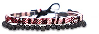 Made by Nami 2-Pack Surfararmband för Dam & Herr – 100% Vattentåliga & Handgjorda – Bohemiskt Tygarmband med Pärlor – Sommar Smycken (Vinröd & Lavasten)