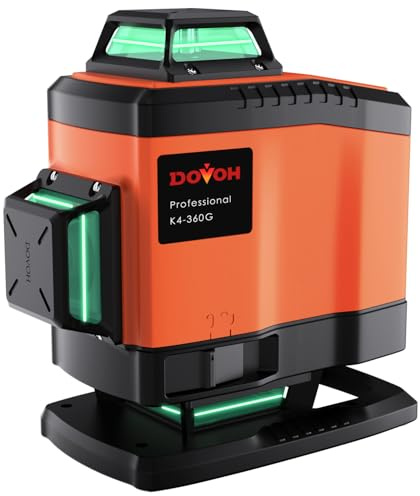 DOVOH Laser Level Self Leveling : 16 Lines 4d Laser Level Self-Leveling 4x360 Green Beam for Floor Tiling and Ceiling Dual Rechargeable Batteries Magnetic Bracket Included, K4-360G