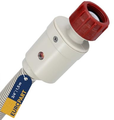 Europart 10071949 - Tubo di alimentazione per acqua calda, 1,5 m, 3/4, 90 °C, con valvola di sicurezza Aquastop, universale, per lavastoviglie