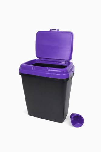 HH Home Hut 35L Large Pet Food Container Dog Cat Animal Storage Bin 16KG Dry Feed 23KG Seed Including Scoop Air Tight Seal Purple Lid