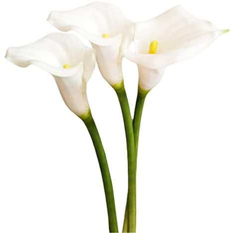 XZJMY Künstliche Calla-Lilien, 63,5-68,9 cm Langer Stiel, künstliche Calla-Lilien, künstliche Latex-Blumen für selbstgemachte Hochzeitsstrauß, Party, Heimdekoration (weiß), 3 Stück