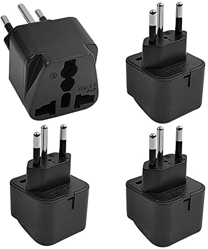 4 Stück Reiseadapter Schweiz Schwarz, Typ-J Reisestecker, EU/UK/IT auf Schweiz Adapter Steckdose, Universal Stecker auf Travel Adapter Schweiz, Schweiz Steckdosenadapter