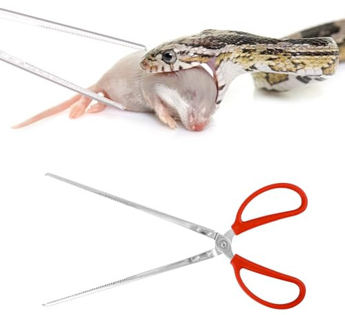 BOXOB Reptile Feeding Tongs, 15 Inch Extra Long Snake Feeding Tongs Non-Skidding Easy-Grip Tweezers Accessory for Terrarium Reptile Vivarium Corn Ball Python Axolotl Bearded Dragon Supplies