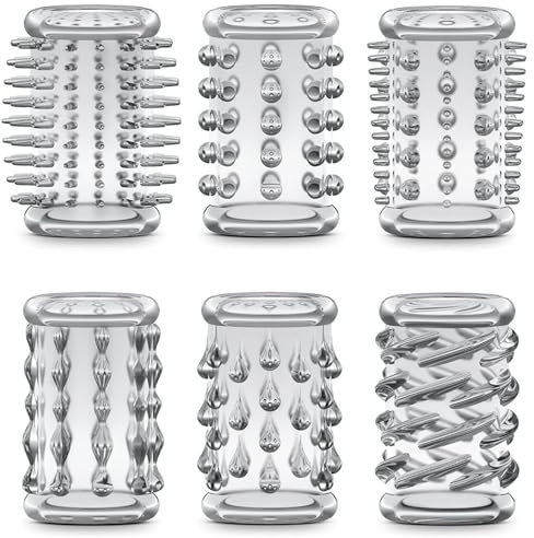 Kutocesy Anello Del Pene Set Manica Del Cazzo Maschile Stimolazione Pellet Chiaro Anello Del Pene 6pcs Flirtare Coppie Adulti Erotici Giocattoli Del Sesso Giochi (Transparent)