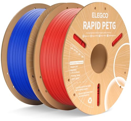 ELEGOO Rapid PETG Filament 1.75mm Rot Blau 2 KG, High Speed 600mm/s 3D Drucker Filament Maßgenauigkeit +/- 0.02 mm, 1kg Pappspule(2.2lbs) Passend für die Meisten 3D Printer