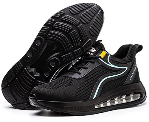 Scarpe Antinfortunistiche Donna Leggere Sneakers Moda con Punta in Acciaio Comode Safety Shoes Antiscivolo Traspiranti Nero Blu 38EU
