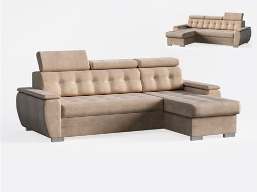 Robin Inspire Divano Angolare Convertibile Divano Letto Universale Sinistra O Destra A Forma Di L Con Spazio Di Archiviazione In Tessuto Easy Clean 240 x 165 x 87 cm Beige Tosaro