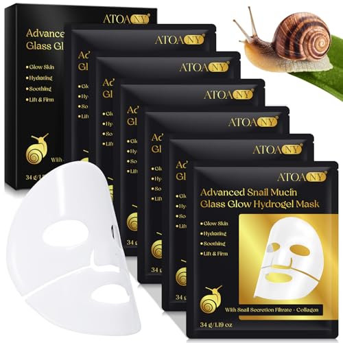 Advanced Snail Mucin Glass Glow Hydrogel Face Masks 6PCS Maschera Siero Di Mucina Di Lumaca, Maschera Viso Al Collagene, Maschera Idratante Notturna In Idrogel La Cura Della Pelle Coreana