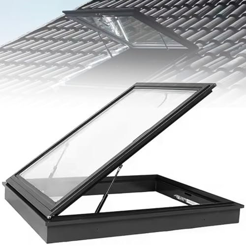 HNBYLMM Claraboya de Techo,Ventana de Techo, Ventana de Pozo de luz de Techo, Claraboya ventilación Manual con Vidrio Templado de Doble Capa, para ático, sótano, habitación Solar,700X700mm