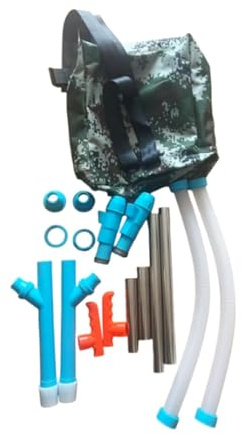 PawwJoy Distributore granulare con spruzzatore manuale per spargitore di fertilizzanti, con tubo da 80 cm, borsa in tessuto impermeabile, 40 x 30 cm, in acciaio inox