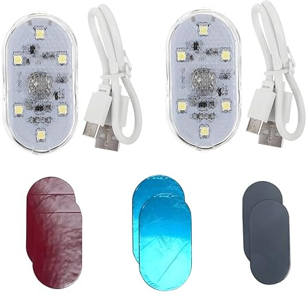 Tomedeks 2 Piezas Luces Led Interior del Coche, 7 Colores Iluminación Ambiental del Coche, Luz de Lectura Interior de automóvil Recargable por USB