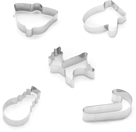 CYDZSRA Lot de 5 biscuits gaufrage moule bonbons en acier inoxydable moule à biscuits outil de cuisson maison cuisine accessoire argile polymère, C