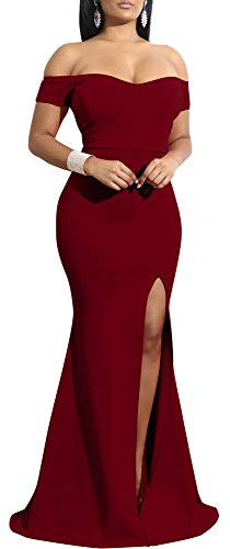 YMDUCH Robe de Bal Formelle pour Femme, Rouge Bordeaux/Blanc, M