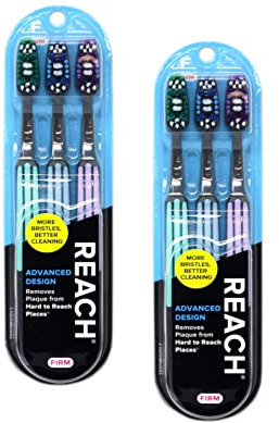 Reach Advanced Design Firm Toothbrushes, Colors May Vary, 3 Count (Pack of 2) Total 6 Toothbrushes