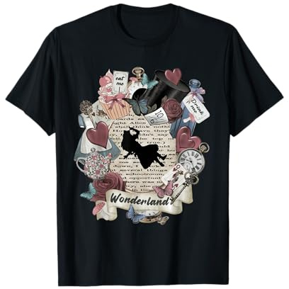 Gypsy Queen - Herren, Erwachsene, Kurzarm, T-Shirt, Schwarz, S, Alice im Wunderland, Vintage, Retro, Whimsical, Thematisch: Alice im Wunderland; Mischgewebe: Baumwolle und Polyester